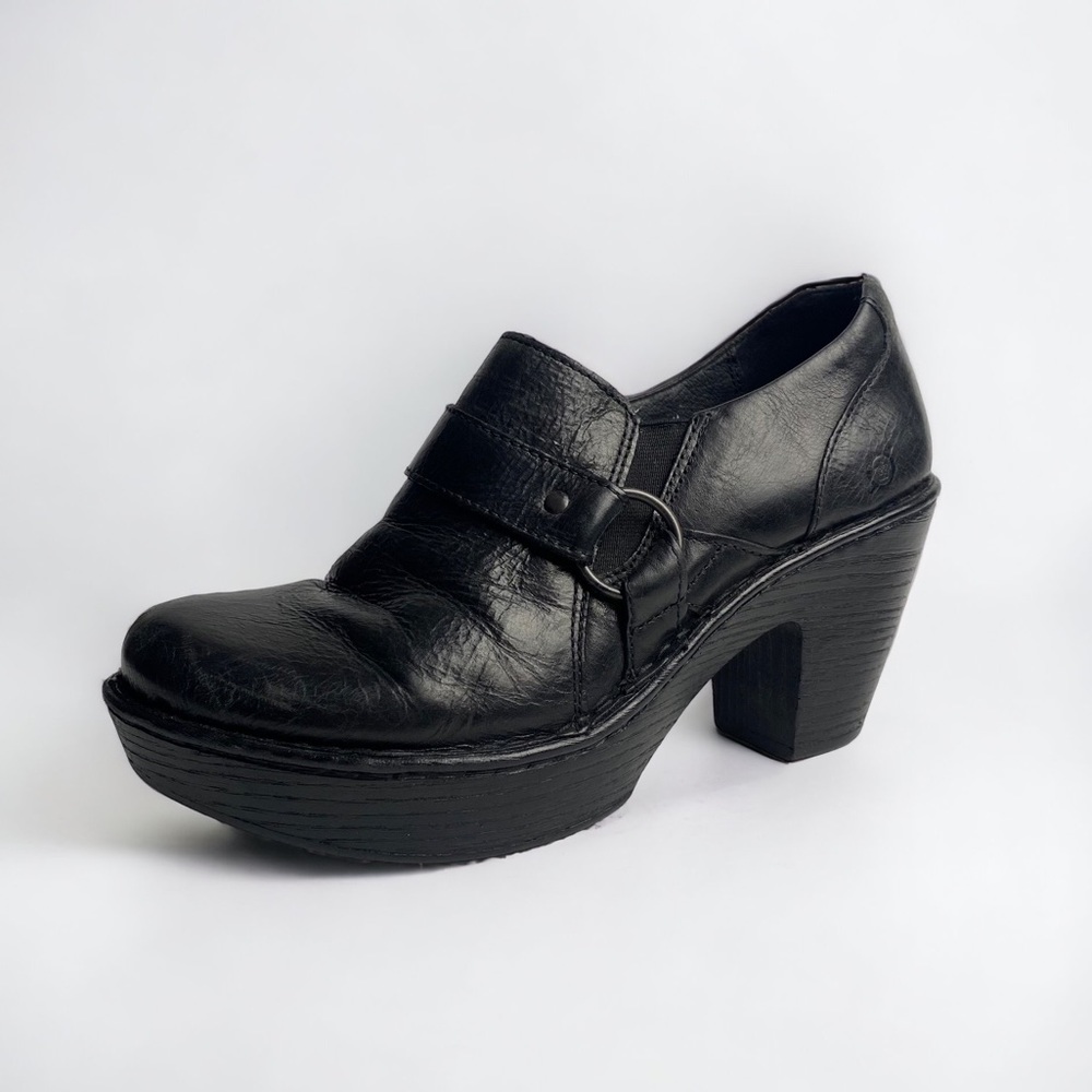 Born Black Leather Clogs